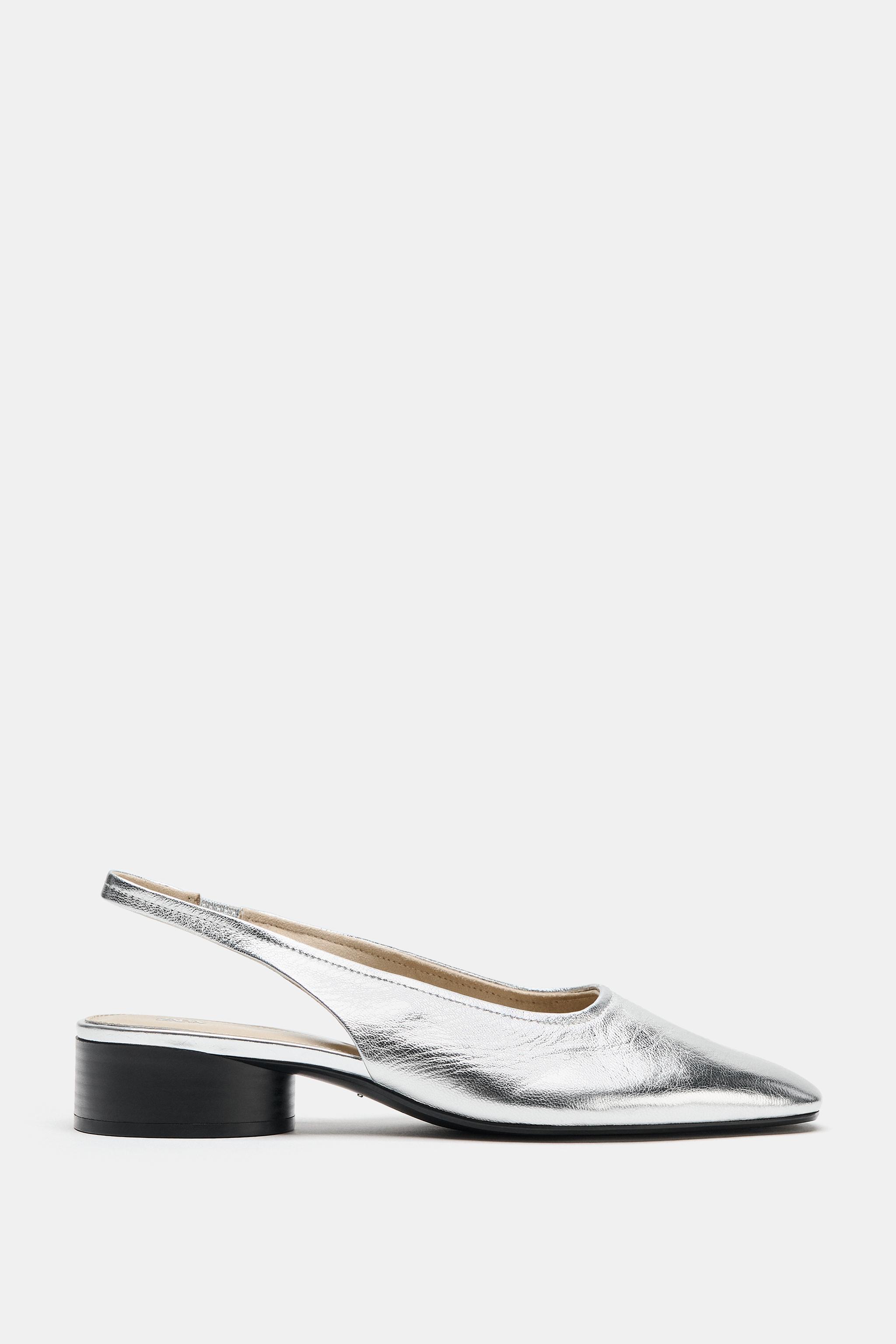 METALLIC LEATHER SLINGBACKS